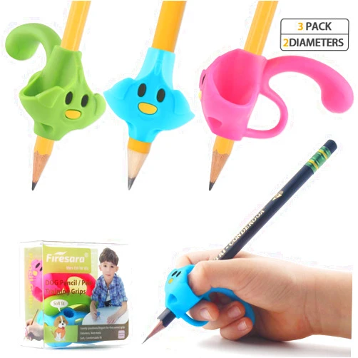 Firesara Pencil Grips, 3 Color Dogs, Unisex, Writing Instrument, Kid's Gift