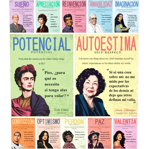 gisgfim Spanish English Hispanic Heritage Month Poster National Hispanic Heritage Month Decoration Motivational Inspirational Hispanic Quote Poster for Classroom Elementary Middle High School Supplies