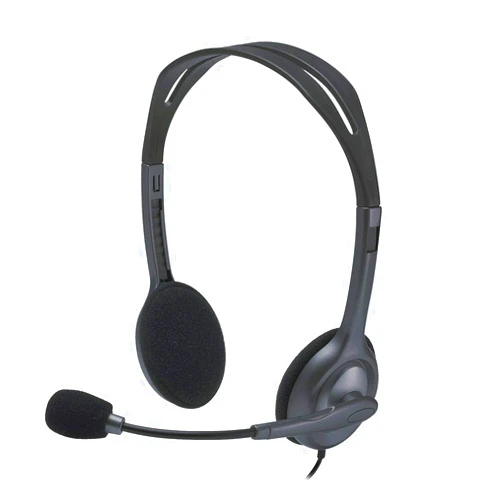 Logitech H111 Wired Headset, Stereo Headphones with Noise-Cancelling Microphone, 3.5 mm Audio Jack, PC/Mac/Laptop/Smartphone/Tablet - Black