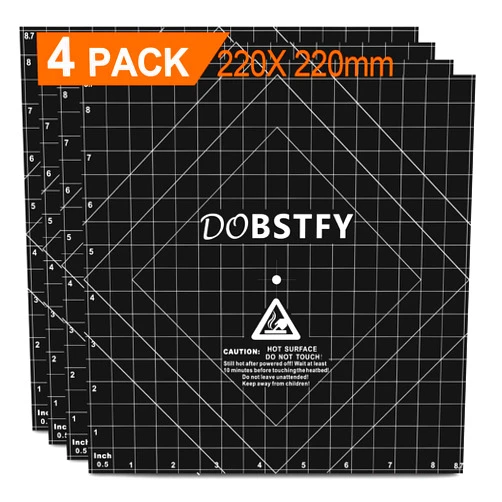 DOBSTFY 3D Printing Build Surface,with Premium Adhesive 3D Printer Heat Bed Platform Sticker Sheet,for Ender 3/Ender 3 Pro/Ender 3 V2 Neo/Ender 3 V3 KE/Ender 3 V3 SE/4Pack 8.7x8.7inch(220mmx220mm)
