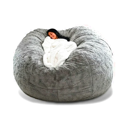 Generic Just Cover: Super Soft Velvet Giant Outdoor Indoor Bed Lazy Sofa Chair Bean Bag Cover Only (Light Grey)