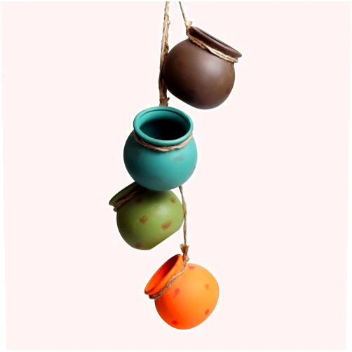 Infun 4PCS 4.0 Inch Hanging Succulent Planters Dangling Ceramic Pot Wall or Ceiling Mount Hanging Ceramic Plant Pot Hanging Planter Hanging Pendant Hanging Basket Succulent Planter/Succulent Cactus/
