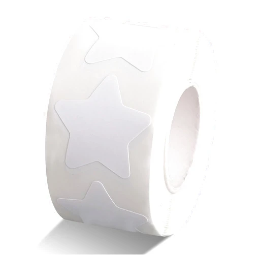 Dimeho 500 Pcs White Star Stickers Roll, 1 Inch Self-Adhesive Small Stars Labels Waterproof Removable Star Shape Stickers for Reward Arts and Crafts Wall Classroom Decals Teacher Business