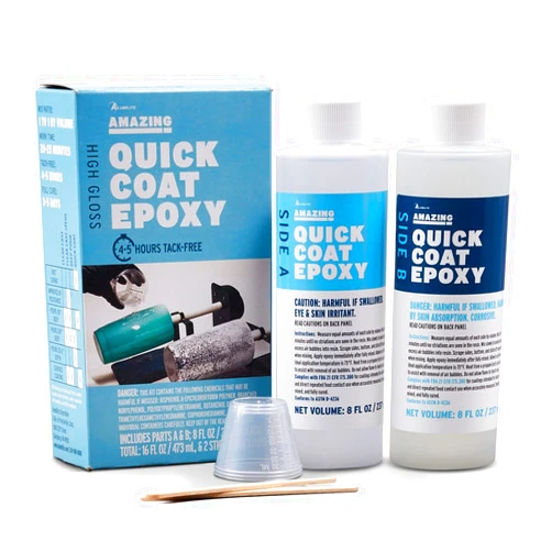 Alumilite Amazing Quick Coat Epoxy [8 oz A + 8 oz B (16 Ounce) 2 Part Kit] High Gloss Coating, Crystal Clear Casting & Fast Dry Formula Mix for Tumblers, DIY Woodworking, Sealing, Resin Arts & Crafts