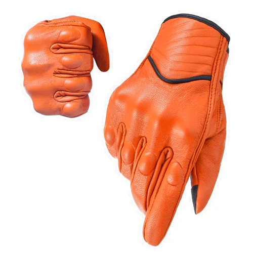 Harssiney Leather Motorcycle Gloves for Men,Touchscreen Riding Driving Biker Glove with Hard Knuckle Protection,Motorcycle Accessories for Man