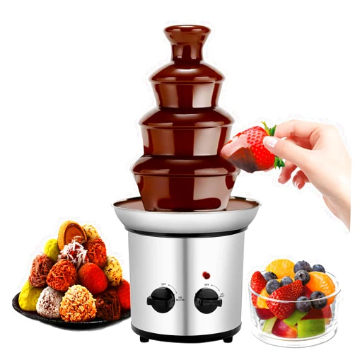 LANPRIL Electric Chocolate Fondue Fountain Machine for Parties 4 Tiers Hot Chocolate Fondue Tower for Nacho Cheese, BBQ Sauce, Liqueuers, 18inch Tall