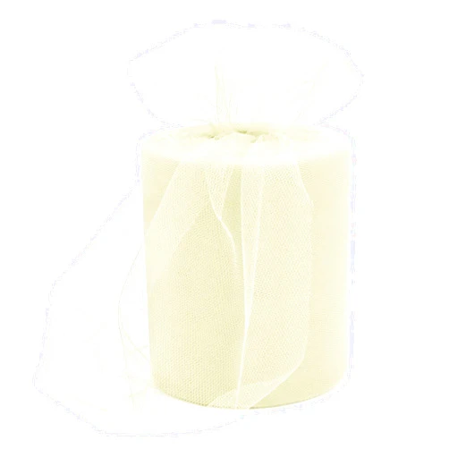 Rilisili 6 Inch × 100 Yards(300 Feet) Tulle Mesh Ribbon Ivory Tulle Fabric Ribbon Roll Netting Spool for Tutu Skirt DIY Craft Wedding Decor Party Gift Wrapping Ornaments Valentine's Day Easter