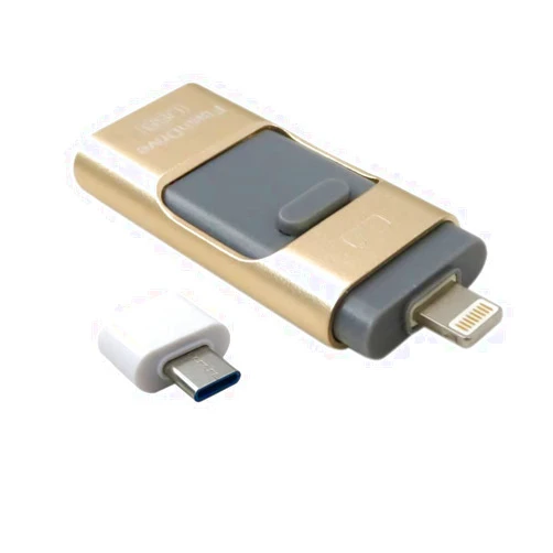 Xspeedonline 1TB USB 3.0 Flash Pen Drive for iPhone/iPad, PC Thumb U Disk Memory Stick can Play Video (Support Mp4, Mobile, RM, RMVB, M4V, FLV, WMV, AVI) and Music (Support Mp3, AIF, WAV, AAC, WMA), Gold