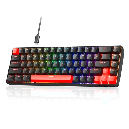 TMKB Technology Mechanical KeyBoard TMKB T68-C HE Rapid Trigger 60% Gaming Keyboard - Hall Effect Magnetic Switch, Adjustable Actuation, 8000Hz Polling Rate, Hot-Swappable, for FPS/RTS Gamer (Black/Red)