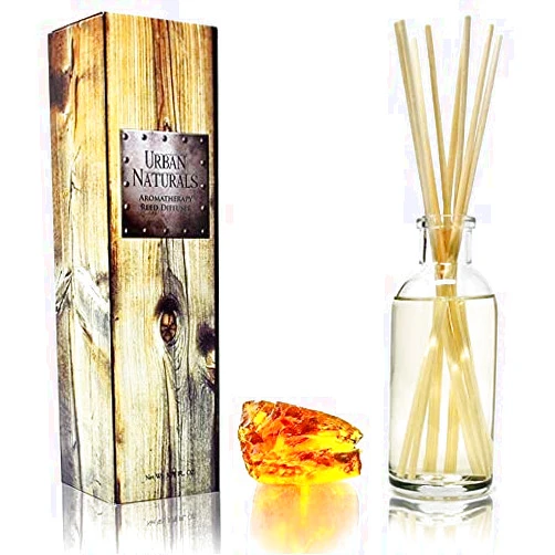 Urban Naturals Warm Vanilla Amber Reed Diffuser Gift Set | Creamy. Warm. Sultry. Notes of Sandalwood, Amber & Smoked Vanilla | Made with Essential Oils & Real Botanical Pieces
