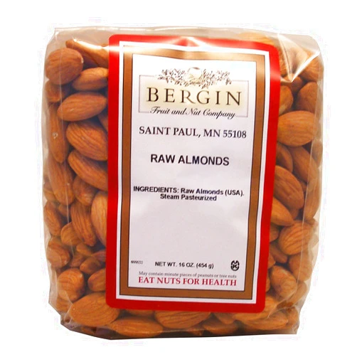 Bergin Nut Company Almonds, Raw Almonds, 16 Ounce Bag 2 Count