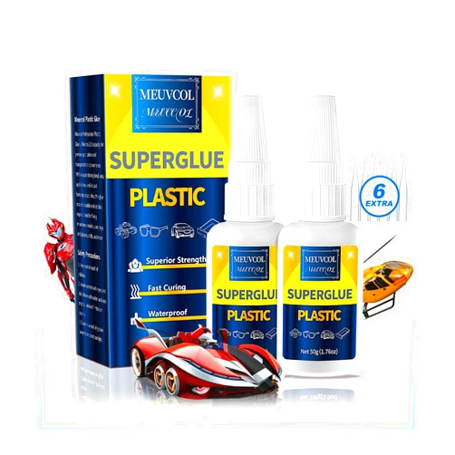 Meuvcol Super Glue for Plastic 100g, Heavy Duty Plastic Glue Model Kit for Legos and Miniature, Strongest Plastic Adhesive Bonder for PLA, 3D Print, Car, ABS, PVC, Acrylic, Craft, Best Plastic Glue