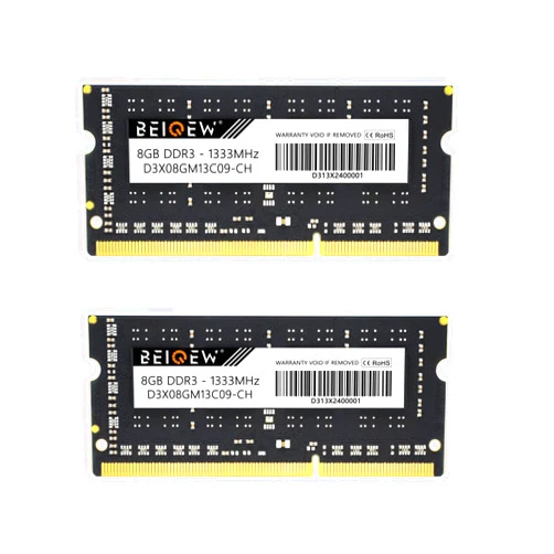 Beiqew DDR3 Ram 16GB Kit(2x8G) 1333MHz PC3-10600 DDR3L CL9 1.35V/1.5V Beiqew Laptop Computer SODIMM Memory 204-Pin Non-ECC Unbuffered Upgrade Memory Module