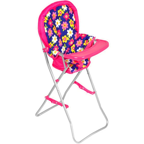 Fash n kolor - Baby Doll High Chair with Tray, Fits up to 18 inch Baby Dolls, Flower Print Toddler Furniture Toy High Chair for Dolls Toys Easy to fold for Compact Storage