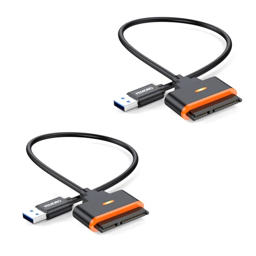 FEMORO SATA to USB Adapter 2 Pack, USB A 3.0 to SATA III Hard Drive Adapter Cable, Data Transfer Converter Support UASP Compatible for 2.5 Inch SSD