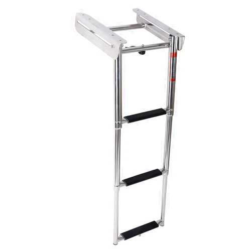 Amarine Made 3 Step Boat Ladder with Screws Stainless Steel Telescoping Ladder, Slide Under Platform Mount Boarding Ladder