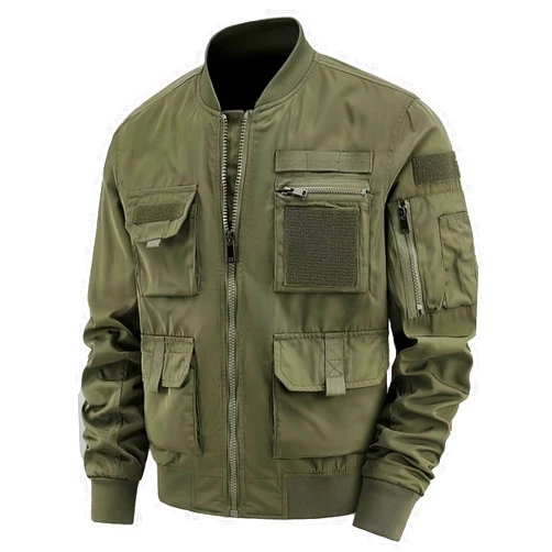 FTIMILD Men's Bomber Jacket Casual Lightweight Windbreaker with Multiple Pockets Solid Spring Fall Outdoor Coats