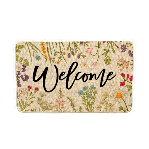 Artoid Mode Wild Flowers Welcome Summer Doormat, Spring Home Decor Low-Profile Switch Rug Door Mat Floor Mat for Indoor Outdoor 17x29 Inch