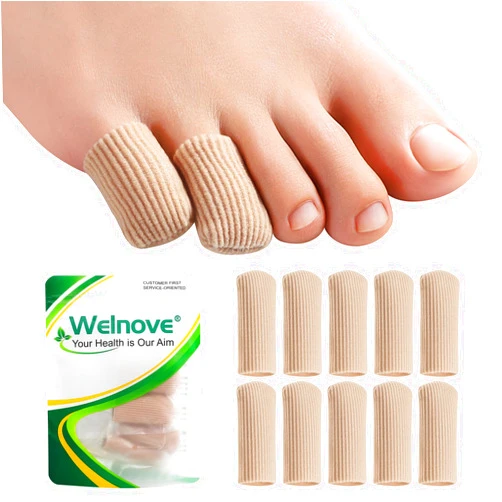 Welnove Gel Toe Cap - 10 Pack Pinky Toe Protector for Women Men - Cushions and Protects to Cover Toes, Relief Toe Pain from Ingrown Toenails, Corns, Blisters, Hammer Toes (Small Size)