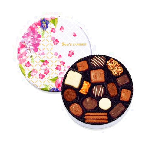 See's Candies Springtime Joy Tin - Assorted Premium Chocolates & Truffles in Keepsake Gift Box, 11.3 oz