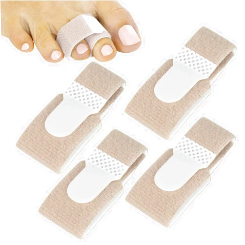 VIVEsole Broken Toe Wrap (4 Pack) - Hammer Toe Corrector - Compression Cushion for Women, Men and Seniors - Reusable and Soft Big Crooked Toe Splint - Overlapping Pain Relief Separator Bandage