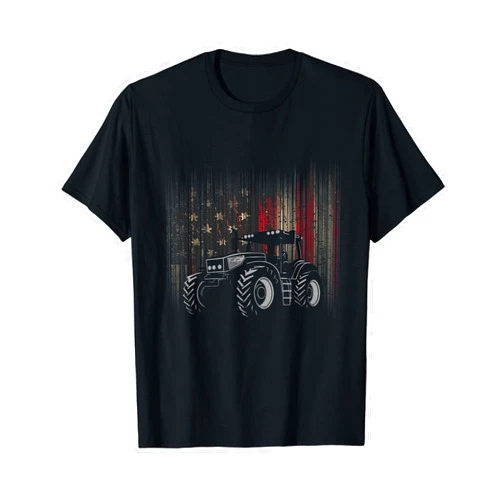 BASBO American Flag Tractor Patriotic Farmer T-Shirt