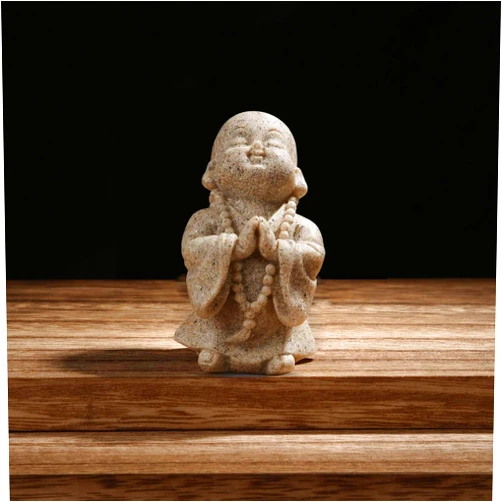Carefree Fish Buddha Statue Minimalist Sandstone Buda Ornament Monk Figurine Zen Decor Bring Home a Ray of Sunshine
