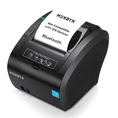 MUNBYN Bluetooth Thermal Receipt Printer P047, 80mm POS Printer, Thermal Printer with USB Serial Ethernet, Bluetooth, Support Android Windows PC (Do Not Support iOS Paypal Doordash Grubhub Vagaro)