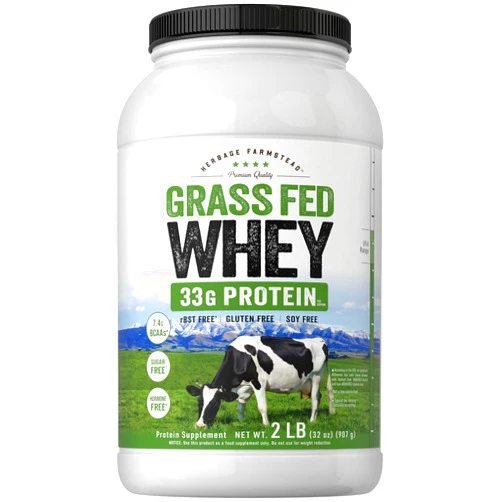 Carlyle Grass Fed Whey Protein Powder | 2lb | 33g of Protein Per Serving | Unflavored | Sugar and Hormone Free | Non-GMO and Gluten Free Supplement | by Herbage Farmstead