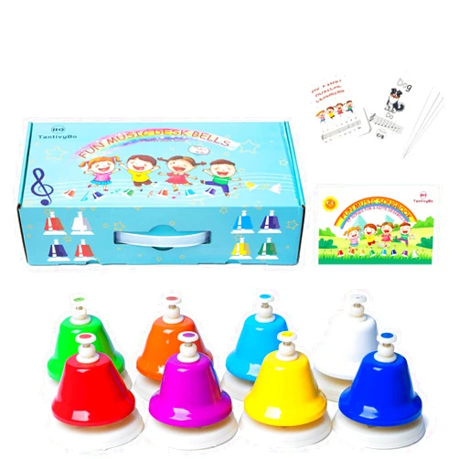 TantivyBo Desk Bells, Rainbow Diatonic Hand Bells for Kids with 17 Songbook & Musical Flash Cards, Toddler Preschool Musical Learning Toys, Boys & Girls Birthday Gift for 3-Year-Old and Over
