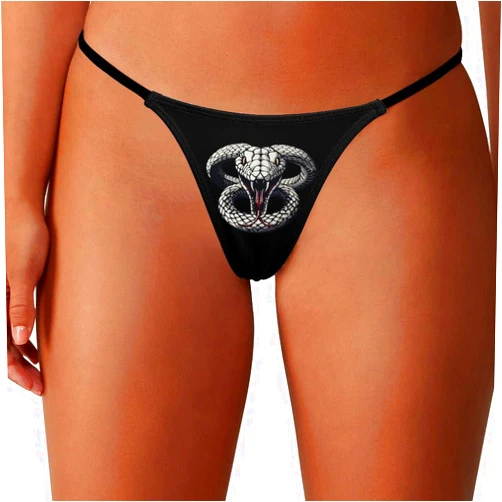 LUGyrtwKN White King Cobra Hissing Distressed Snake G-String Thongs for Women Stretch T-back Underwear Low Rise Panties