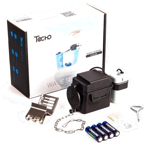 Techo Touchless Toilet Flush Kit with 8” Sensor Range, Adjustable Sensor Range and Flush Time, Automatic Motion Sensor Powered by Batteries
