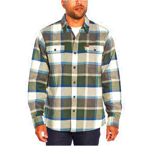 Orvis Big Bear Heavyweight Double Brushed Flannel Button Down Shirt with Hand Warmer Pockets (Pinestreet Plaid, L)