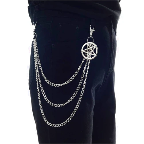 Andy's Orchids Punk Pants Chain, Pentagram Keychains for Men Women Jean Trouser Biker Chains Jewelry Gothic Rock Emo Accessories