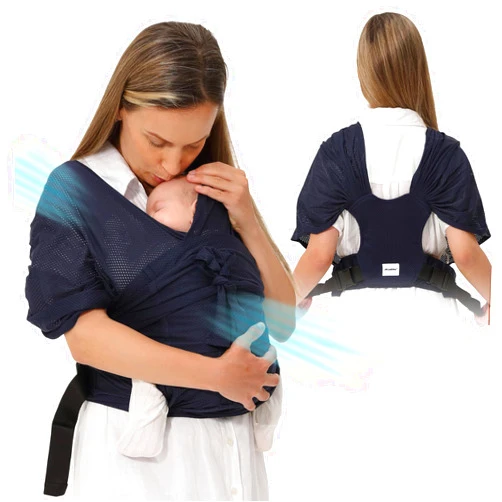 JRCuddles Baby Wrap Carrier AirMesh - from Newborn Infant to Toddler up to 44 lbs - Easy Child Sling for Carrying Kangaroo Style - Lightweight Chest Harness Baby Carrier for Mom and Dad