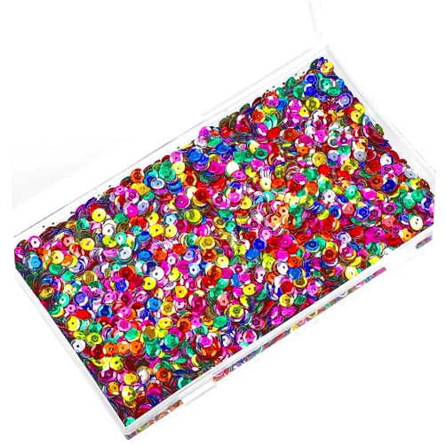 Yuxung 80000 Pcs Bulk Loose 6 mm Round Embroidery Sequins with Holes Rainbow Sequins for Crafts with Storage Box Spangles for Christmas Sewing DIY Art Jewelry Making(320 Grams)