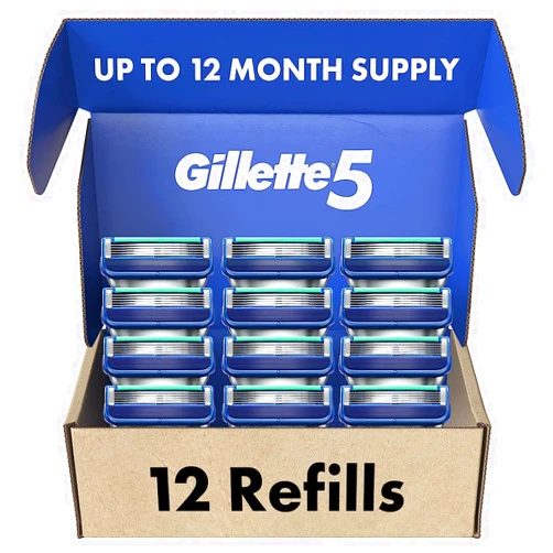 Gillette5 Mens Razor Blade Refills, 12 Count, Lubrastrip for a More Comfortable Shave
