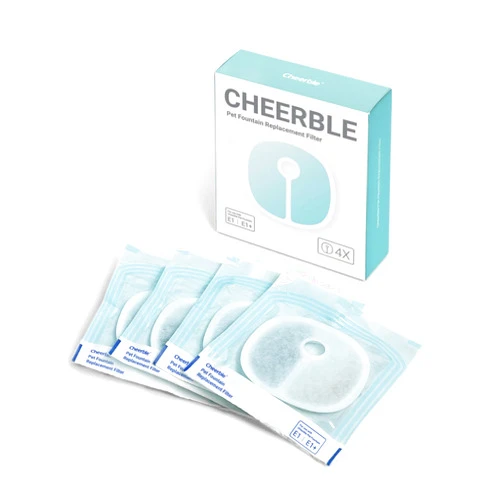 Cheerble Replacement Filters for Cheerble E1+ & E1 Pumpless Cat Water Fountain, Three to Four Months Set of Replacement Filters for Ultra Quiet Pet Water Fountain, White, 4 Count (Pack of 1)