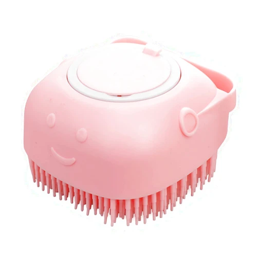 Molain Dog Cat Bath Brush Comb Silicone Rubber Dog Grooming Brush Silicone Puppy Massage Brush Hair Fur Grooming Cleaning Brush Soft Shampoo Dispenser (pink)