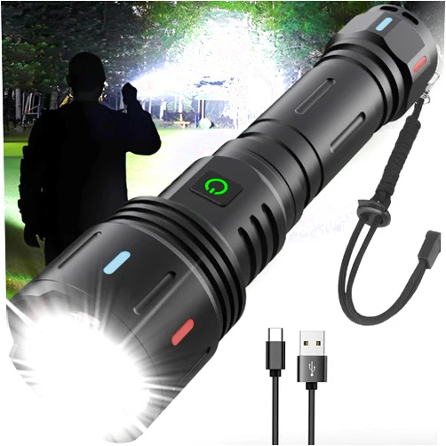 Zlityty Rechargeable Flashlights High Lumens MAX 150000 Lumen,Super Bright LED Flashlight,High Powered Brightest Flashlight for Emergencies/Camping Gear,Zoomable,Waterproof,5 Modes,USB Handheld Flash Light