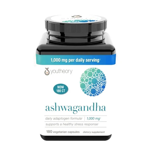 Youtheory Ashwagandha 1000mg with KSM-66 - Helps Support a Healthy Stress Response,180 Capsules (Pack of 1)