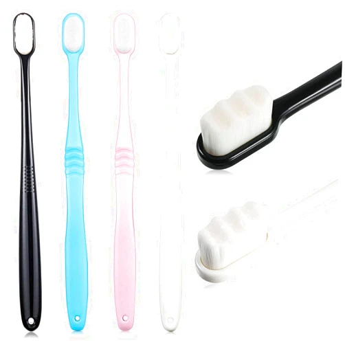 Boao 4 Pieces Soft Bristle Toothbrush Nano Toothbrush Ultra Soft Toothbrush Manual Toothbrush with 20,000 Bristles for Sensitive Teeth and Gum Adult Kid Children (Pink, Blue, Black, White)