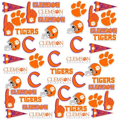 GRAPHICS & MORE Clemson University 50ct Vinyl Large Deluxe Stickers Variety Pack - Laptop, Water Bottle, Scrapbooking, Tablet, Skateboard, Indoor/Outdoor - Set of 50
