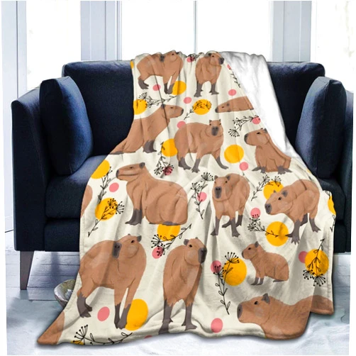 Yossyaog Capybaras Blanket Capybara Gift Party Decorations Plush Blanket for Bedroom Couch Sofa Kids Adults All Seasons, 50