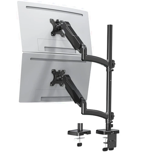 MOUNTUP Vertical Dual Monitor Mount Holds 4.4-17.6lbs, up to 32 Inch Stacked Monitor Mount with Gas Spring Arm with Clamp/Grommet Base Dual Monitor Stand for Desk, VESA 75x75/100x100 MU6012A