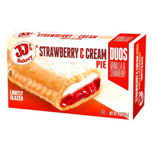 JJ's Bakery Duos Strawberry & Cream Snack Pies, Individual Dessert, Fresh-Baked, Perfect for Snacks, Nut-Free, Kosher Parve, 4 Oz Each (Pack of 6)