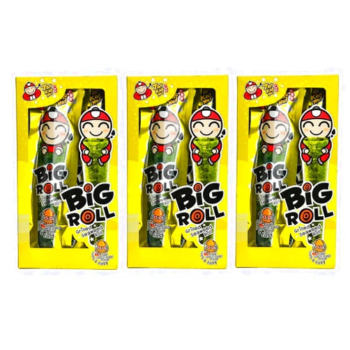 Tao Kae Noi Big Roll Spicy Grilled Squid Seaweed Roll 27g, 3 Pack