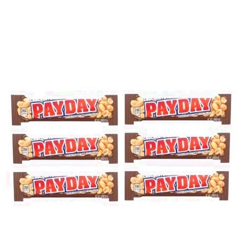 JÁCLER PAYDAY Chocolatey Peanut Caramel Candy Bars, 1.85 oz (6 Count)