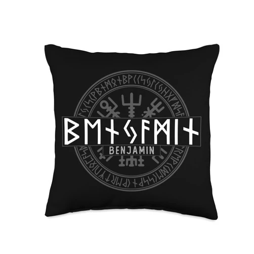 Nordische Wikinger Designs für Benjamin Benjamin in Futhark Runes Viking Throw Pillow, 16x16, Multicolor
