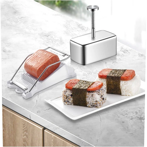Choxila Spam Musubi Mold Kit - Stainless Steel Onigiri Maker with Spam Slicer - Perfect for Hawaiian Grip Sushi
